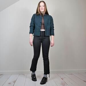 Vintage 90s Y2K Vine Embroidered Wool Cardigan Forest Green Medium